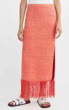 Moda Operandi Marina Moscone Fringed Woven Wool-silk Midi Skirt