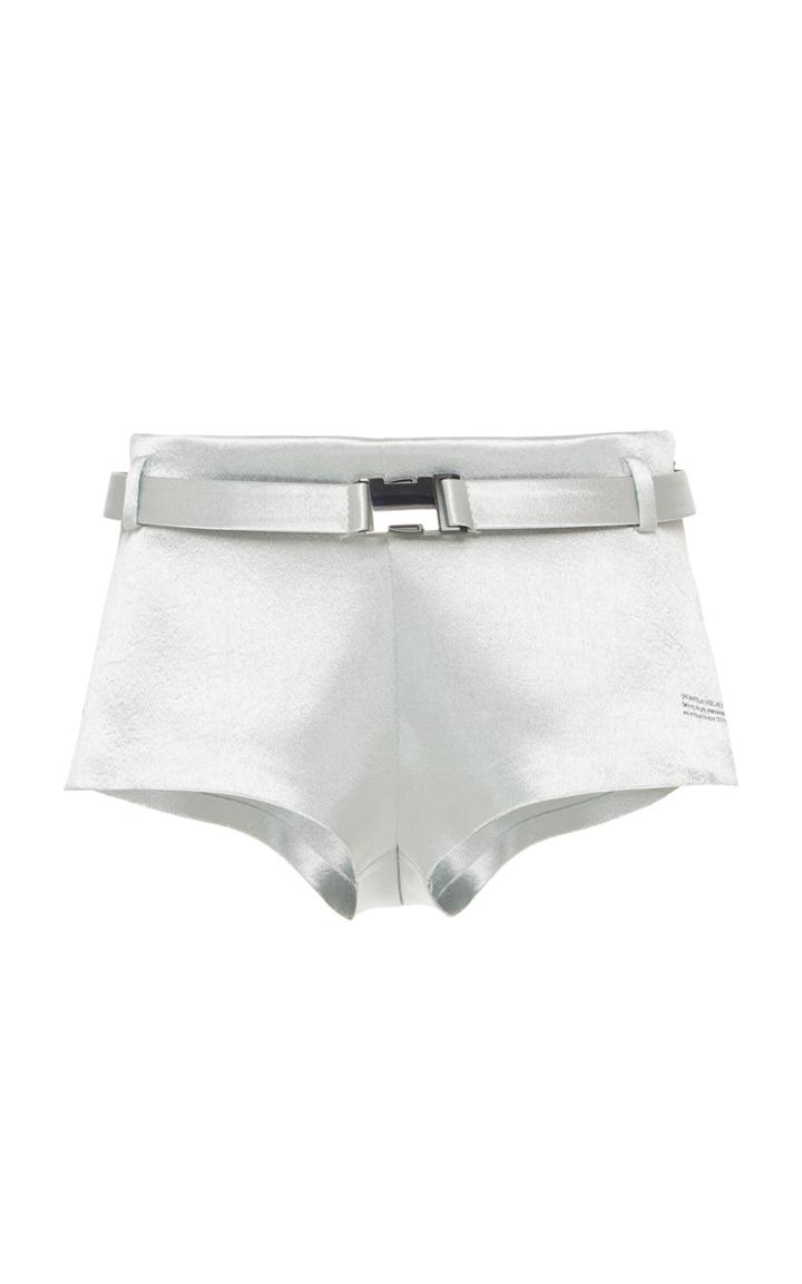 Off-white C/o Virgil Abloh Satin Mini Shorts With Buckle Belt