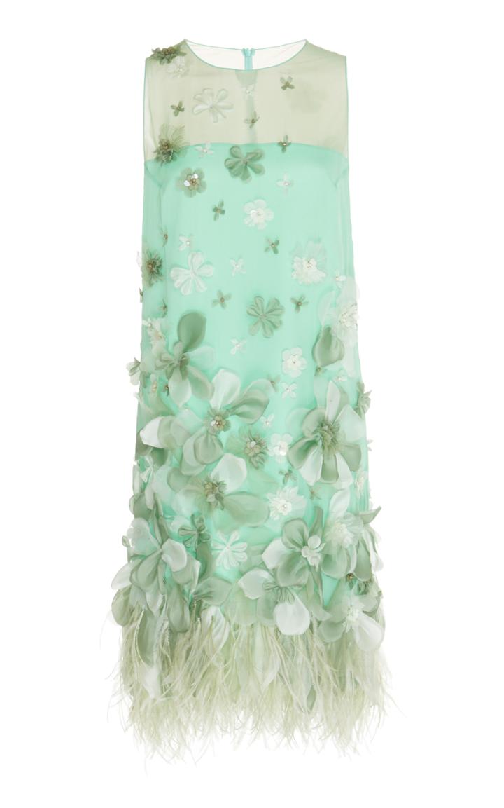 Andrew Gn Bead And Feather Embroidered Mini Dress