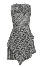 Moda Operandi Oscar De La Renta Asymmetric Hem Plaid Wool-blend Dress