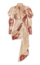 Moda Operandi Raisa Vanessa Floral-print Ruffled Satin Dress