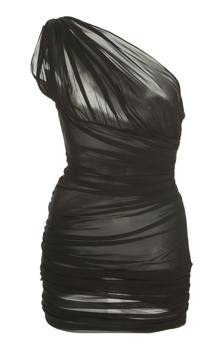 Versace One-shoulder Ruched Chiffon Dress