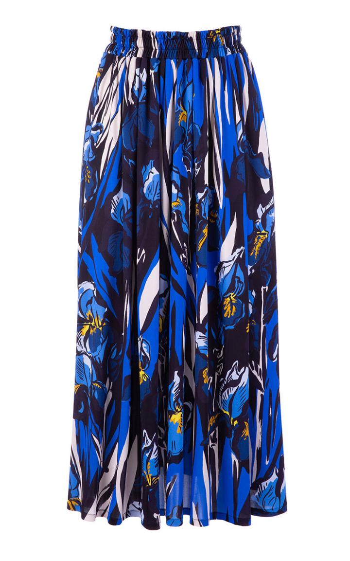 Moda Operandi La Doublej Simple Printed Crepe Midi Skirt