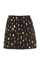 Dolce & Gabbana Cross-embellished Denim Mini Skirt