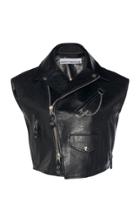 Paco Rabanne Cropped Sleeveless Leather Jacket