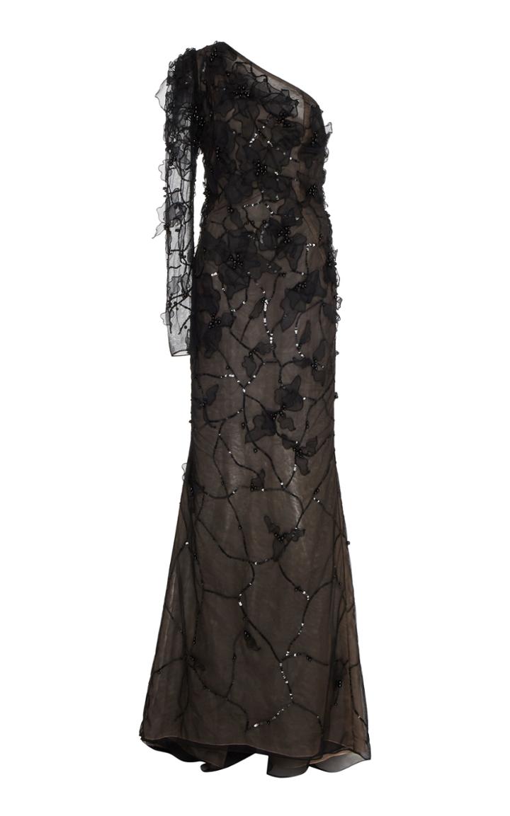 J. Mendel Embellished Organza One-shoulder Gown