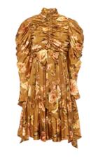 Zimmermann Resistance Ruched Floral-print Silk Mini Dress