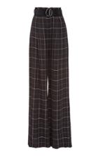 Sally Lapointe Wide Leg Plaid Gabardine Pants