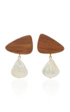 Sophie Monet Moonrise Gold-plated Mother-of-pearl Wood Earrings