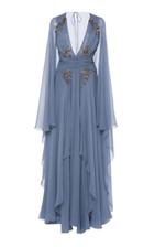 Moda Operandi Alberta Ferretti Embellished Chiffon Cape Gown