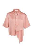 Cdric Charlier Frayed Asymmetrical Satin Blouse