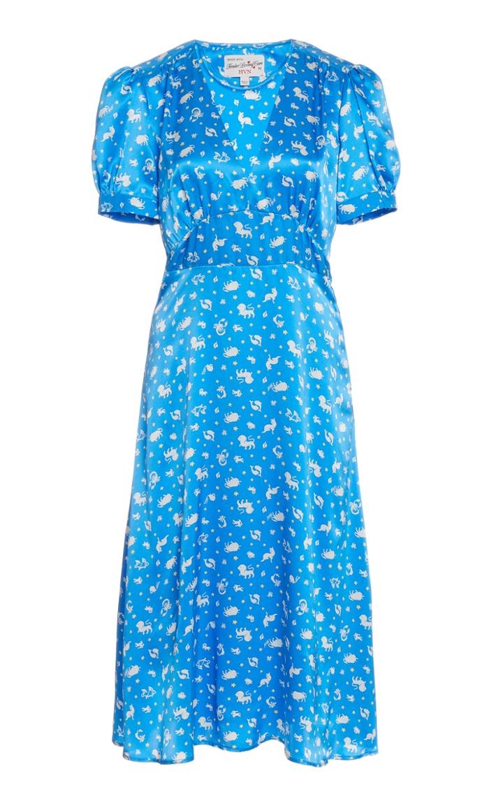 Hvn Paula V-neck Woven Silk Dress