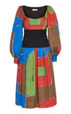Moda Operandi Tory Burch Printed Tie Waist Midi Dress Size: 00
