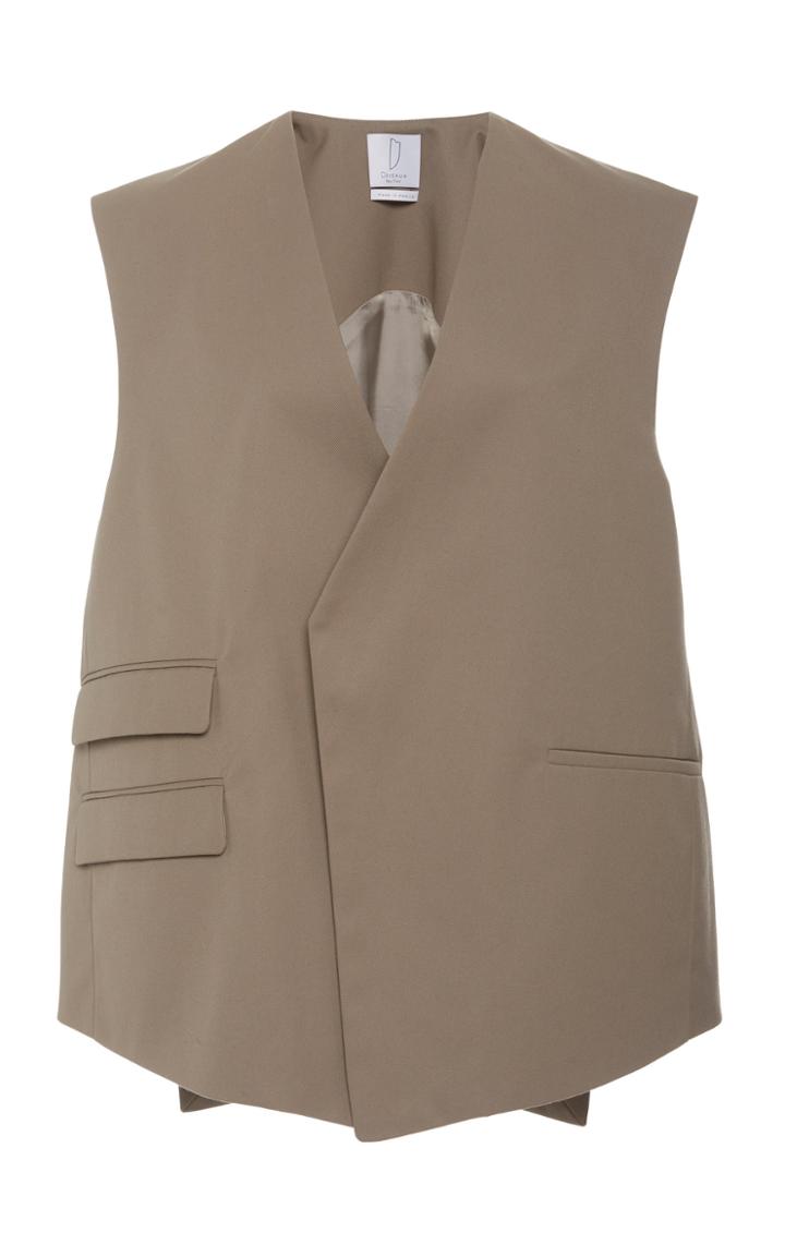 Deveaux Trapeze Multi-pocket Crepe Vest