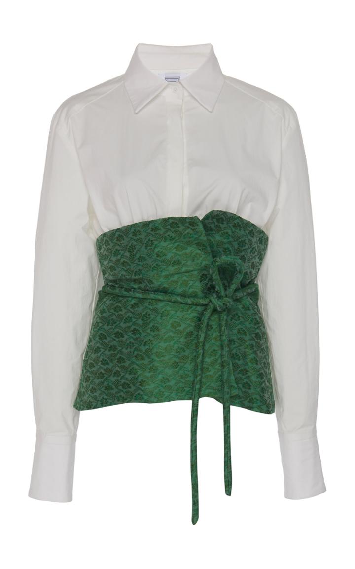 Rosie Assoulin Patterned Cotton-poplin Obi Shirt