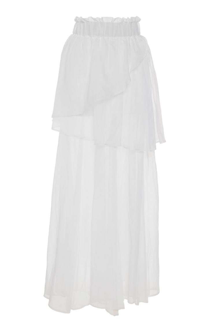 Moda Operandi White Story Kiara Tiered Cotton-organza Skirt