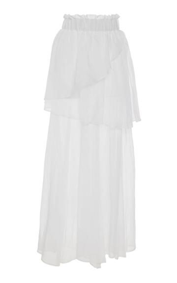 Moda Operandi White Story Kiara Tiered Cotton-organza Skirt