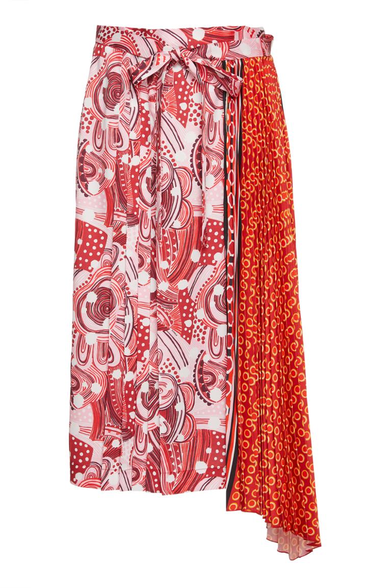 Dondup Printed Asymmetric Pleat Skirt