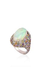 Fabio Salini Ring With Opal, Pav-set Fancy Sapphires, Diamonds And White Gold