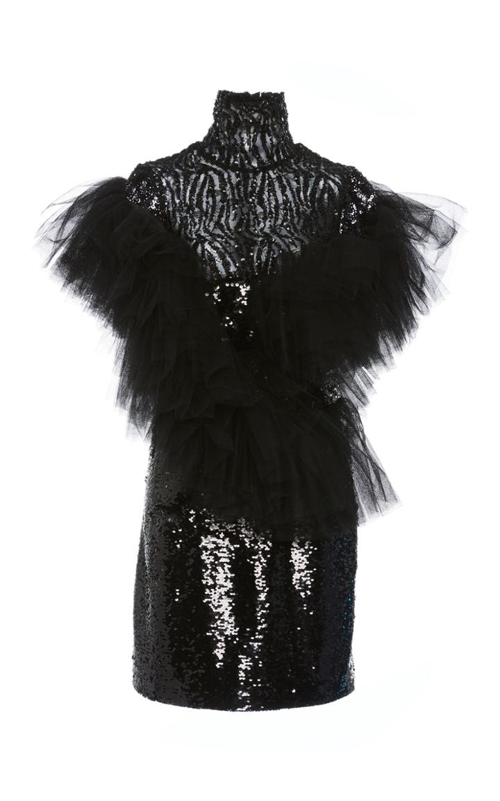 16arlington Ruched Tulle And Sequin Mini Dress