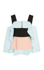 Christian Siriano Cape-overlay Cold-shoulder Blouse