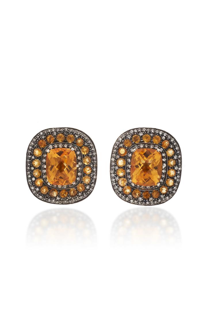 Amrapali Gold Studs With Diamond & Citrine