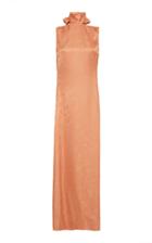 Rosetta Getty Split Neck Floral Jacquard Gown