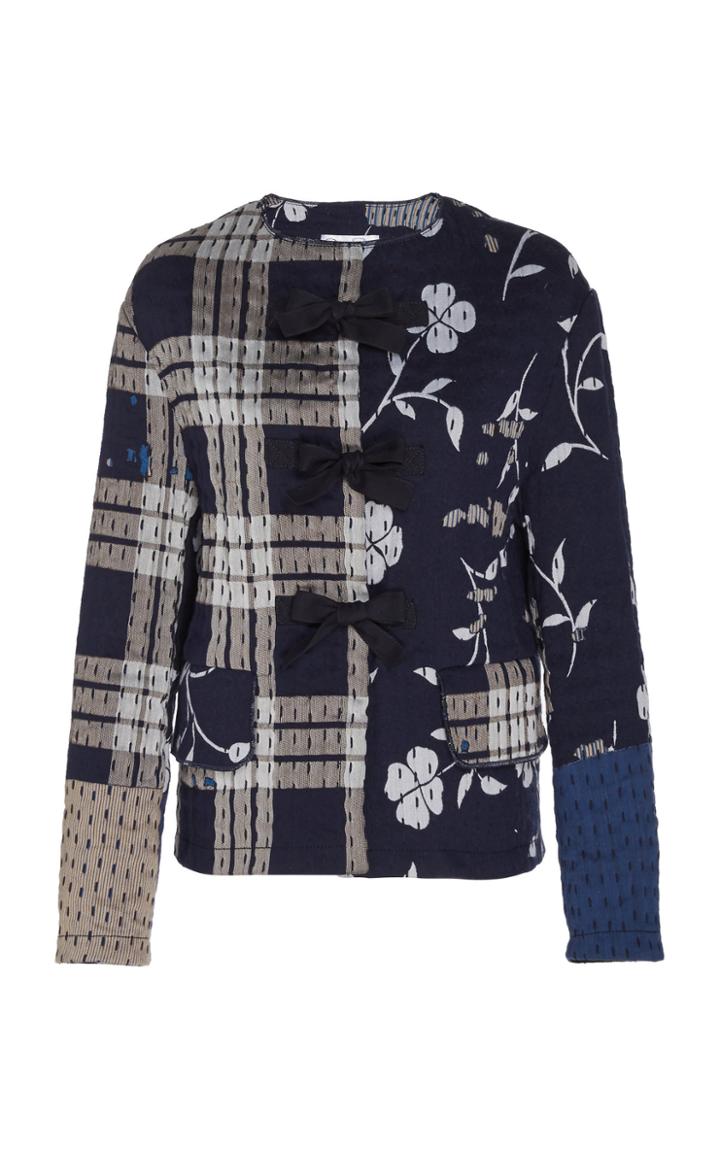 Oscar De La Renta Bow-accented Patchwork Cotton Jacket