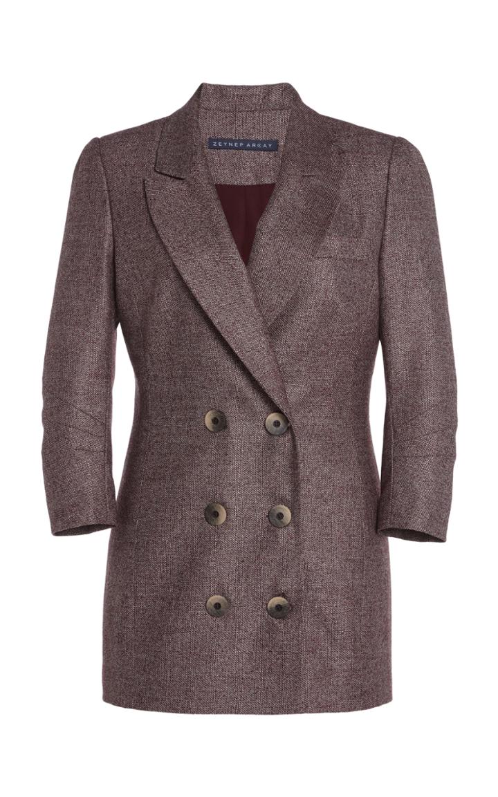 Moda Operandi Zeynep Aray Double-breasted Wool-tweed Blazer