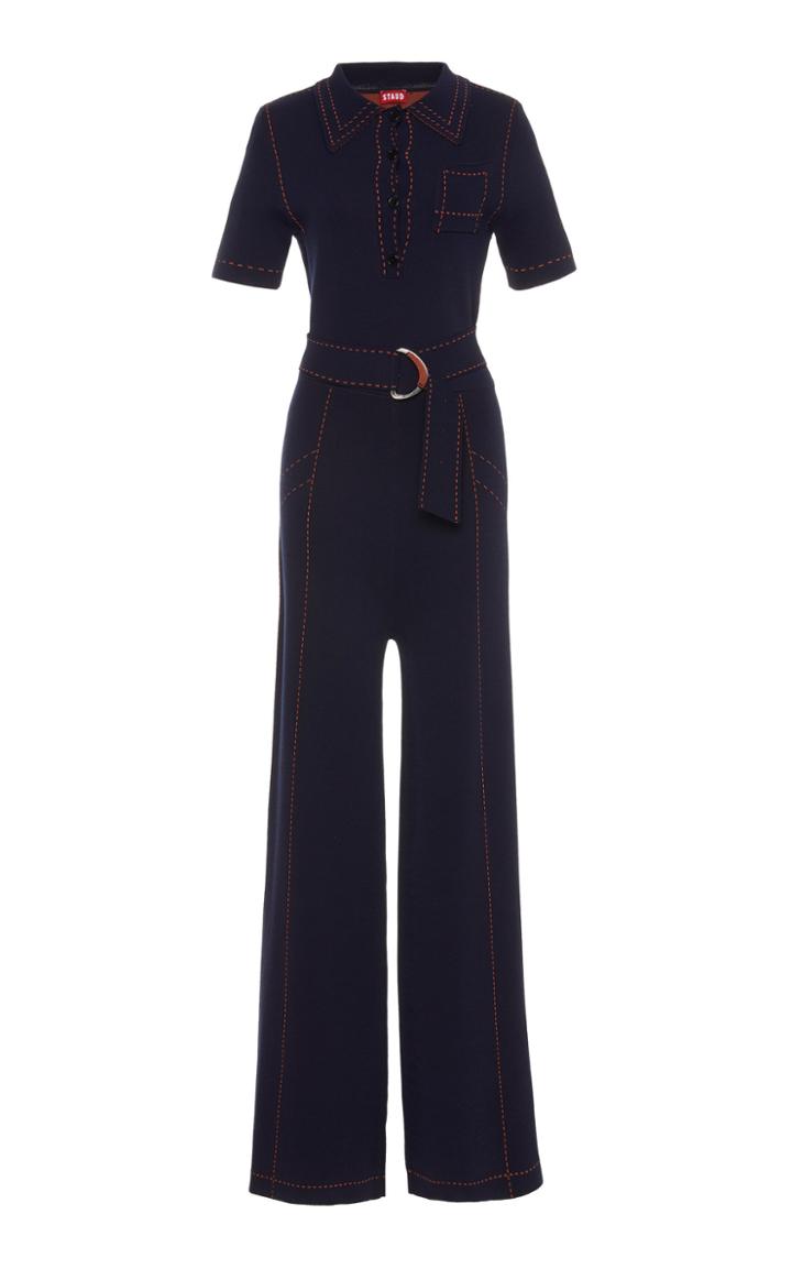 Staud Viv Knit Short Sleeve Jumpsuit