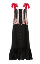 Temperley London Issie Bow Strap Cotton Midi Dress