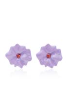 Sabbadini White Gold And Orange Sapphires Flower Earrings