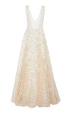 Costarellos Lace Leaves Tulle Gown