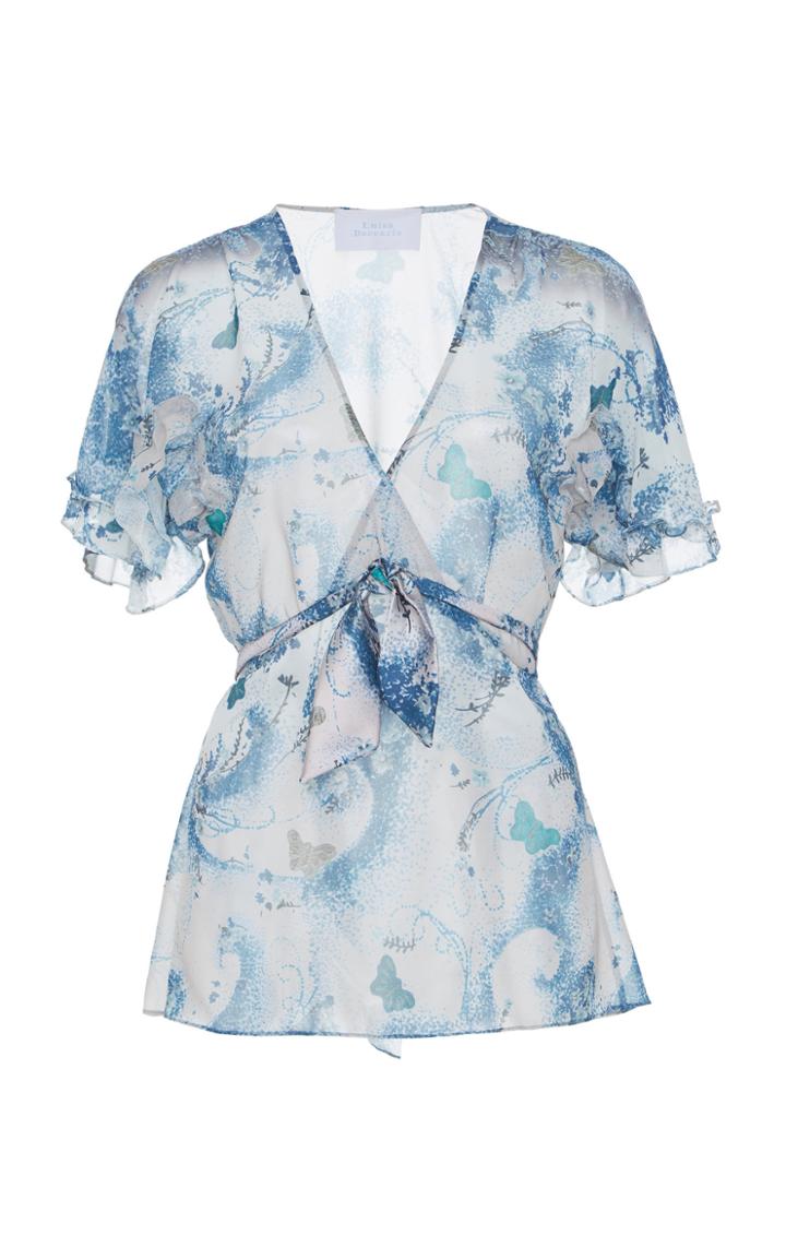 Luisa Beccaria Ruffle Short Sleeve Blouse