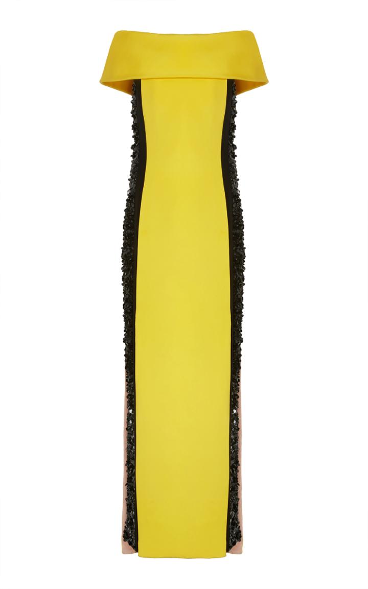 Elizabeth Kennedy Off The Shoulder Silk Gown
