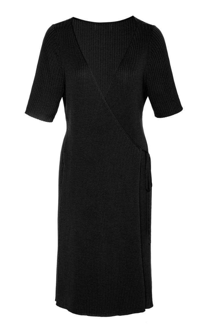 St. Agni Anais Ribbed Wrap-effect Bamboo Dress