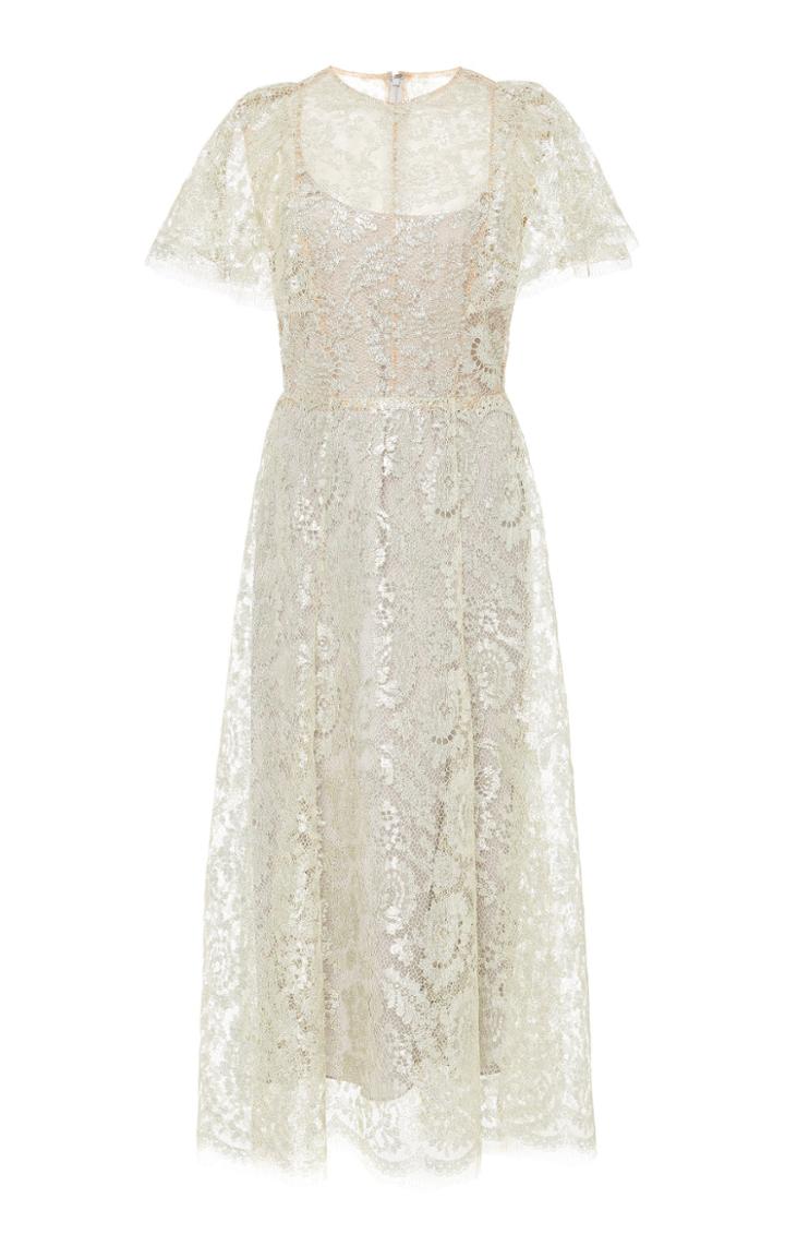 Lela Rose Flutter Sleeve Seamed Dress