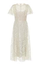 Lela Rose Flutter Sleeve Seamed Dress