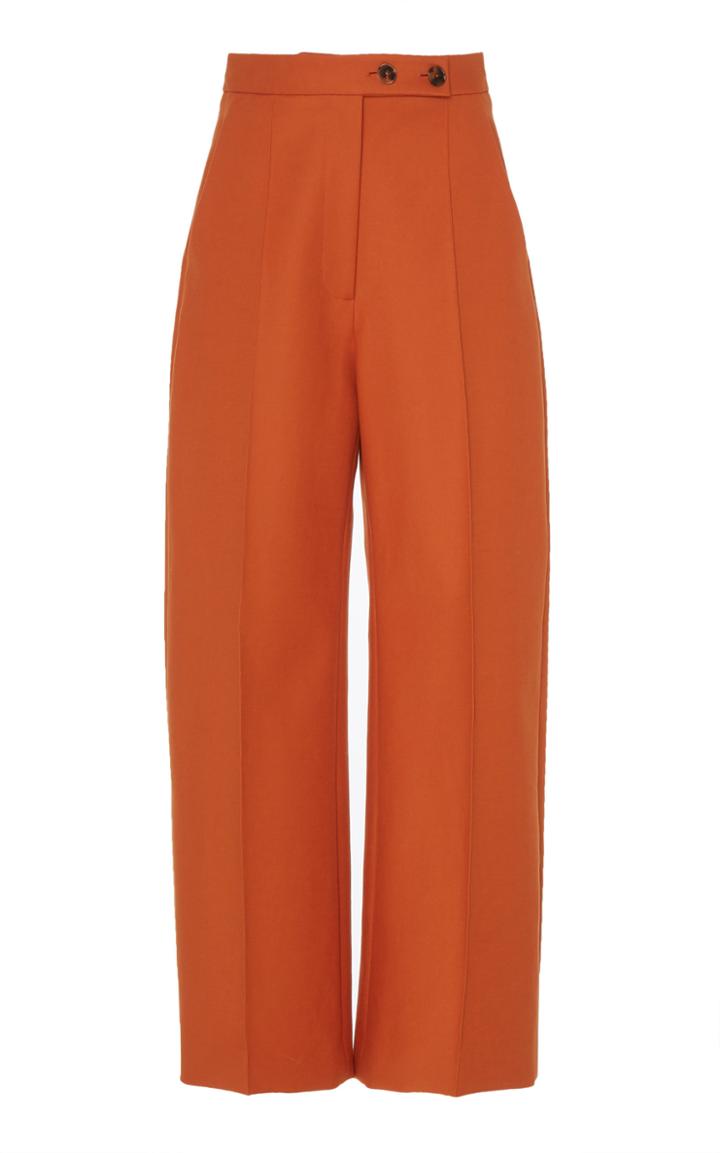 Khaite Yasmin Cropped Cotton High-rise Pants