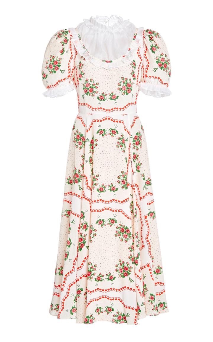 Moda Operandi Rodarte Floral Bouquet Printed Silk Dress