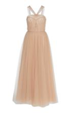 Monique Lhuillier Halter Fit-and-flare Tulle Gown