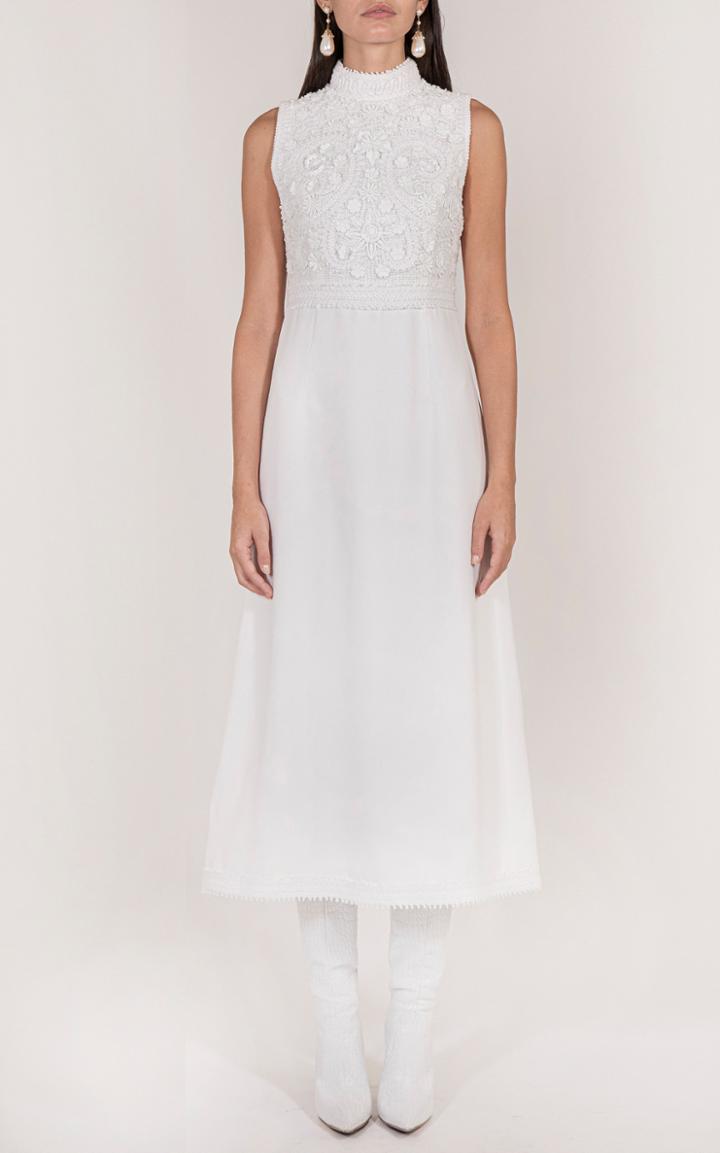 Moda Operandi Andrew Gn Embroidered Crepe Midi Dress