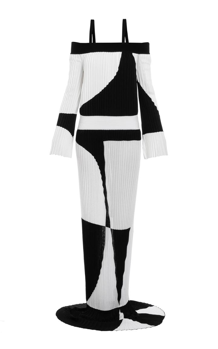 Moda Operandi Balmain Ribbed-knit Cold-shoulder Maxi Dress Size: 34