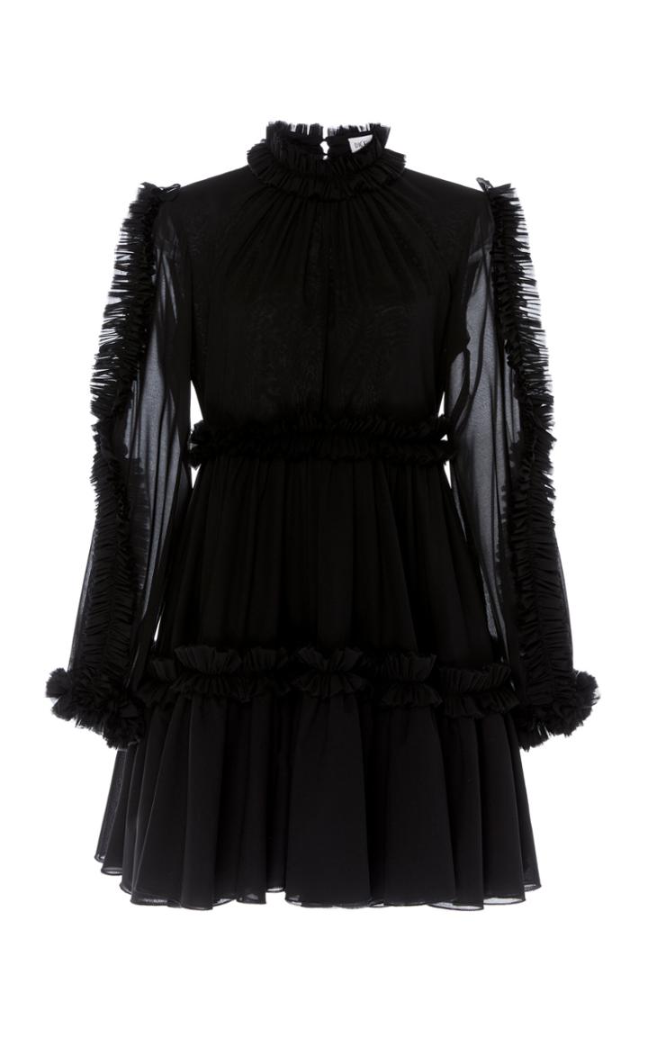 Dice Kayek Silk Tiered Ruffle Mini Dress