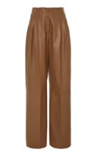Moda Operandi Agnona Pleated Leather Wide-leg Pants