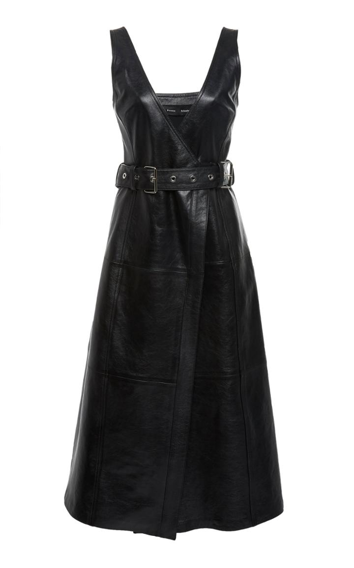 Proenza Schouler Belted Textured-leather Midi Dress