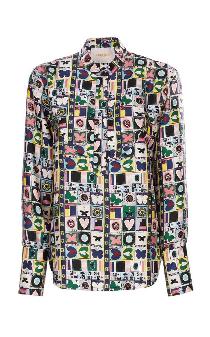 Moda Operandi La Doublej Portofino Printed Silk Top