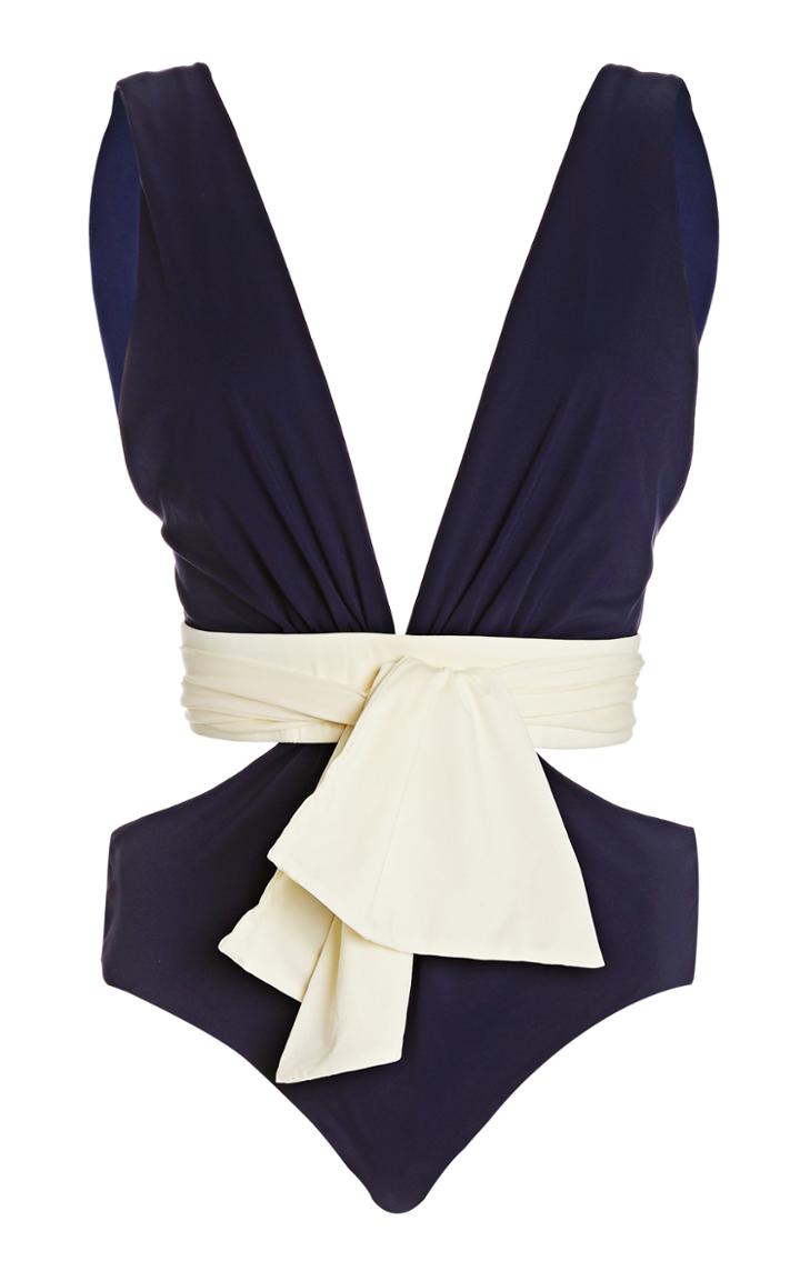 Johanna Ortiz Navy Provenance Tie-waist Swimsuit