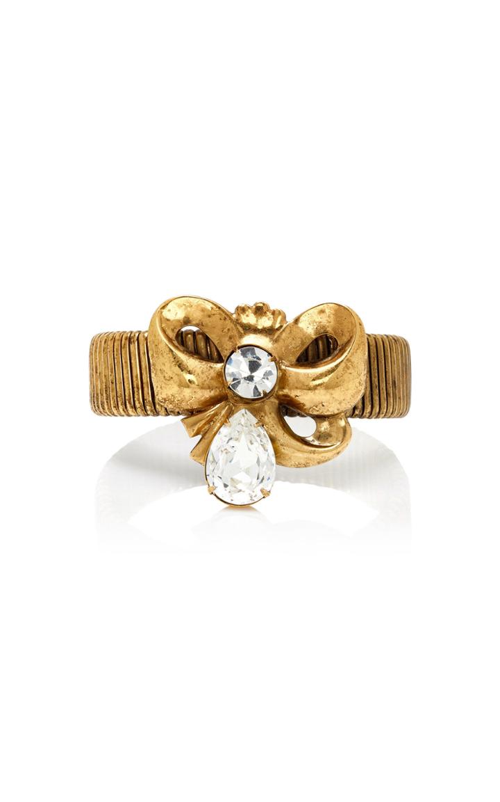 Rodarte Antique Gold Bow Expandable Bracelet With Swarovski Detail