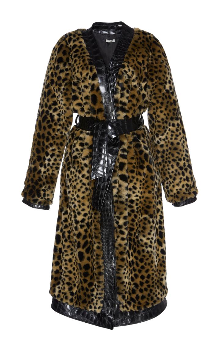 Attico Vivian Leopard Print Trench